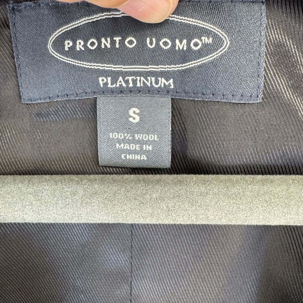 Pronto Uomo Platinum Mens Black 100% Wool Suit Vest Modern Fit Size Small
